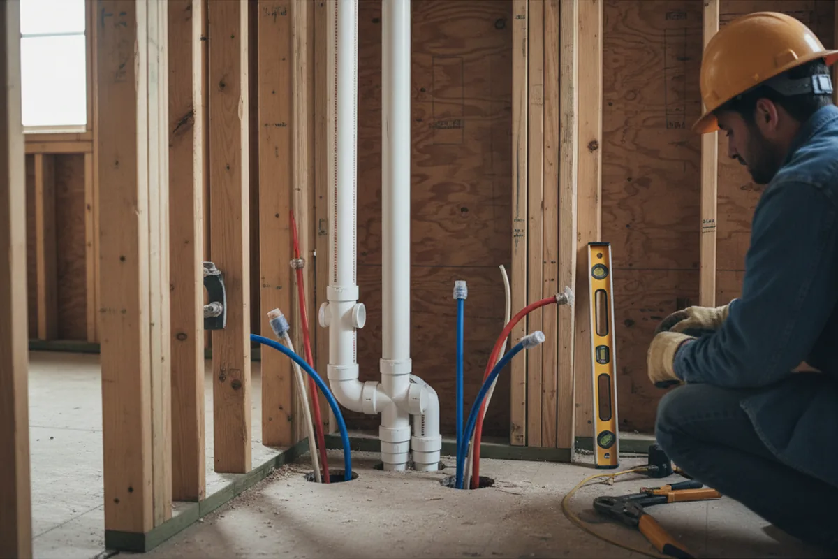 Drain and supply rough-in during Toilet Repair and Installation in Woburn