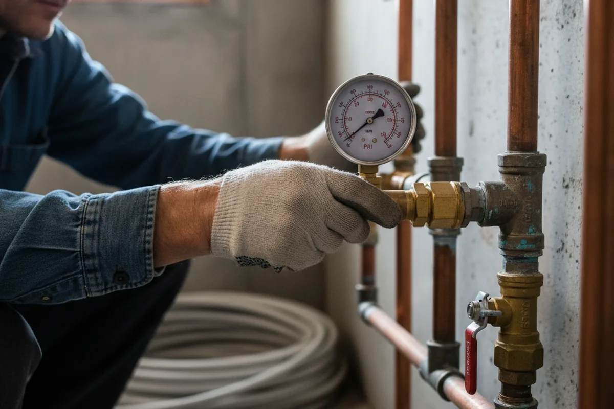 Pressure testing a repaired line during Water Line Repair in Woburn